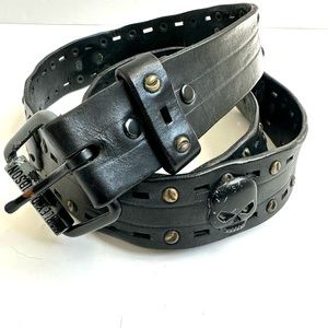 Harley-Davidson Skull Black Belt with Grommets 34